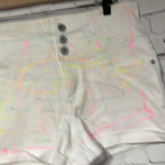 Vintage Look 80’s High Waisted White Shorts Neon Graffiti Jr Size 11 - Picture 6 of 16